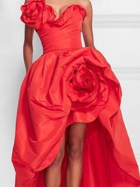 Marchesa red Ballgown dress rose